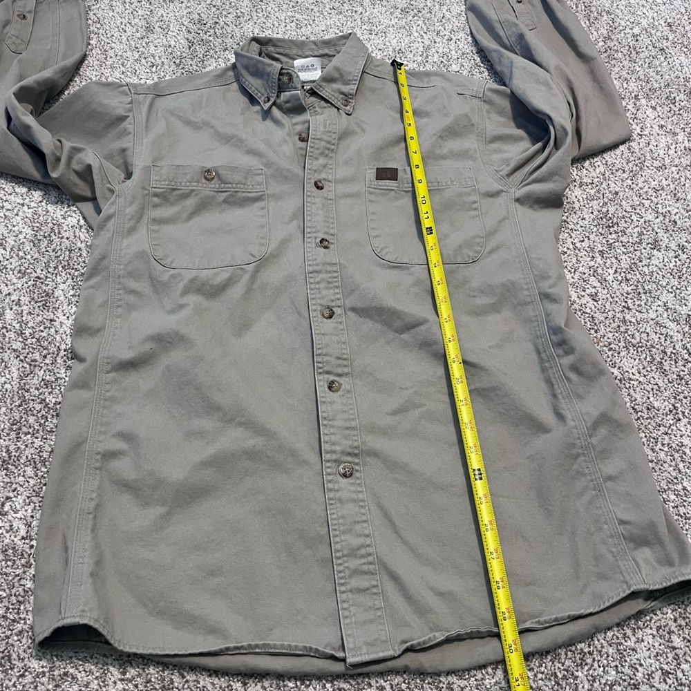 Wrangler Riggs Workwear Button Down Shirt Khaki Cotton Work Shirt Mens - Picture 5 of 12